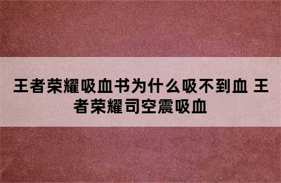 王者荣耀吸血书为什么吸不到血 王者荣耀司空震吸血